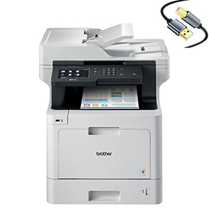 Brother MFC-L8900CDWC Wireless Color All-in-One Laser Printer for Home Office - Print Copy Scan Fax - 33 ppm, 2400 x 600 dpi, 5" Touchscreen LCD, Duplex Printing, 70-Sheet ADF, Tillsiy Printer Cable