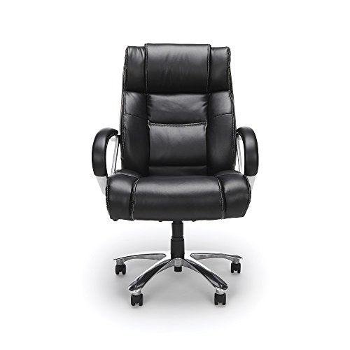 OFM Avenger Series Big and Tall Leather Executive Chair - Black Computer Chair with Arms, Black/Chrome (810-LX-BLK)