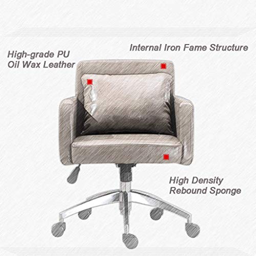 LWW Chairs,Fashion Mid-Back Sofa Task Chairs,Swivel Leather Computer Desk Chairs,for Home Office,Brown