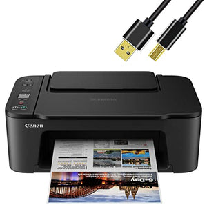Canon Wireless Inkjet All-in-One Printer with LCD Screen Print Scan and Copy, Built-in WiFi Wireless Printing from Android, Laptop, Tablet, and Smartphone with 6 Ft NeeGo Printer Cable - Black