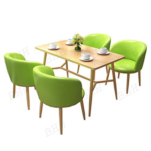 BHH Table and Chair Set of 5 - Modern Leisure Cafe Combination in Green/Gray/Blue