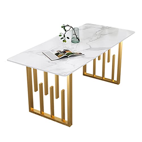 BinOxy Marbled Computer Desk with Golden Geometric Legs - 160cm Size