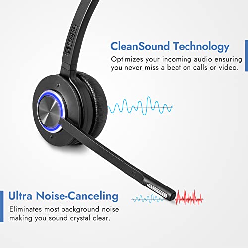 Leitner LH570 2-in-1 Wireless Headset - 5-Year Warranty - UltraRange up to 350 FT - DECT Wireless Headset for Office Phones and PC