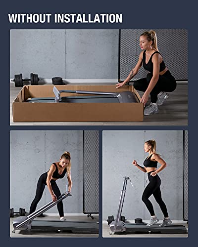 OVICX Portable Foldable Treadmill for Home with Photoelectric Heart-Rate Detection Running Machine with Bluetooth Small Treadmill for Apartment Gray
