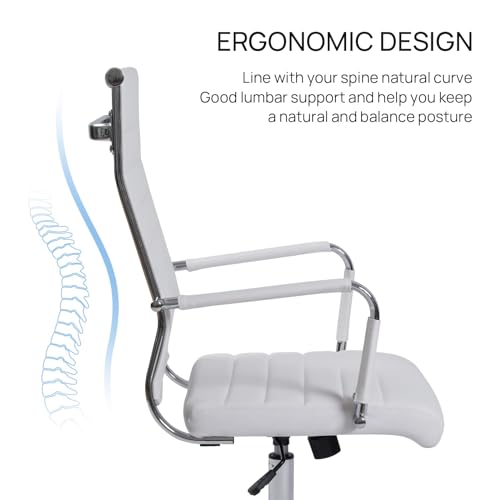 Walmokid Office Task Chair Set of 6, Ergonomic Leather Conference Room Chairs White