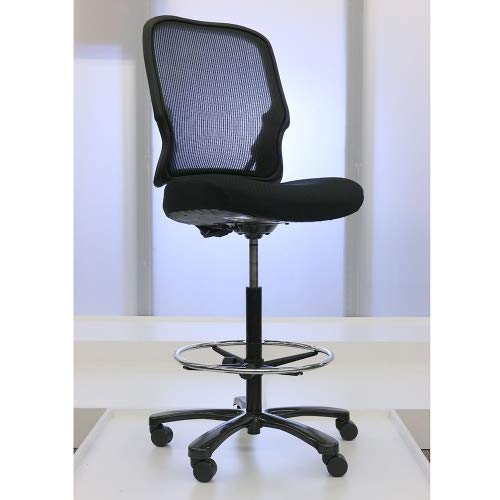 Big and Tall Memory Foam Stool with Black Mesh Back and Black Frame - NBF Signature Series Linear Collection