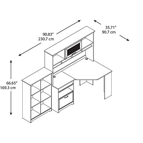 Bush Furniture Cabot Corner Desk with Hutch and 6 Cube Organizer in Espresso Oak