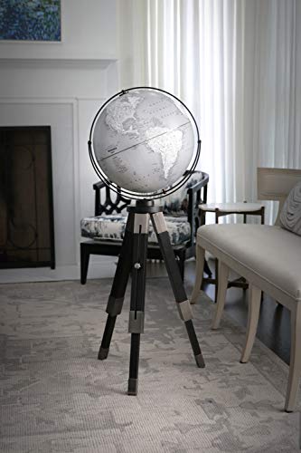 Replogle Willston - Gray Globe with Black Metal Tripod Stand, Adjustable Height, Floor Globe, Detailed, Up-to-Date Cartography(16"/40cm Diameter)
