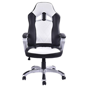 Giantex High Back Racing Style Bucket Seat Gaming Chair Swivel Office Desk Task (White)