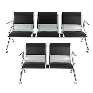 BINELUCOLU Reception Chairs Bench, 5 Seat PU Leather Steel Waiting Room Furniture
