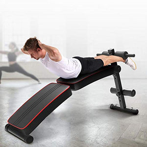 Professional Folding Sit Up Inclined Bench with Fitness Rods, for Abs Abdominal Bench Press Reverse Crunch Core Workout,Utility Bench, Home Gym Strength Training Fitness Equipment
