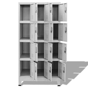 Festnight Office Tall Steel Locker Storage Cabinet Metal File Cabinet with Lockable Door, 12 Compartments 35.4" x 17.7" x 70.9"