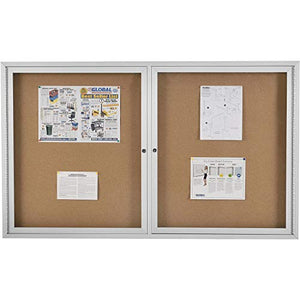 2 Door Enclosed Cork Bulletin Board, 60"W x 36"H