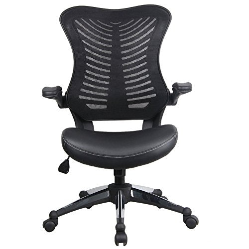 Modrine Ergonomic Swivel Drafting Chair, Height Adjustable Breathable Mesh Back with Steel Footring, Flip-up Padded Armrest Wheel Fabric Lumbar Support Seat (Style 2)