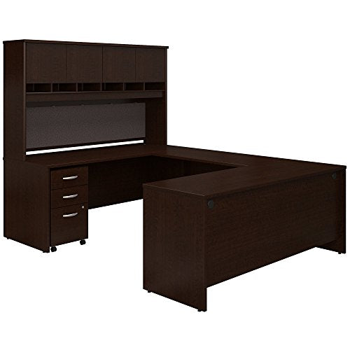 Bush Business Furniture Series C 72W U Shaped Desk with Hutch and Storage in Mocha Cherry