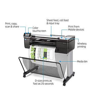 HP DesignJet T830 Large Format Multifunction Wireless Plotter Printer - 24", with Mobile Printing (F9A28A)