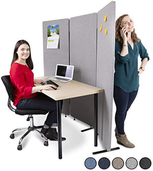 Stand Steady ZipPanels Office Partition | Room Dividers | Three Zip Together Panels Provide Privacy and Reduce Ambient Noise in Workspace, Classroom and Healthcare Facilities (Light Gray / 3 Panels)