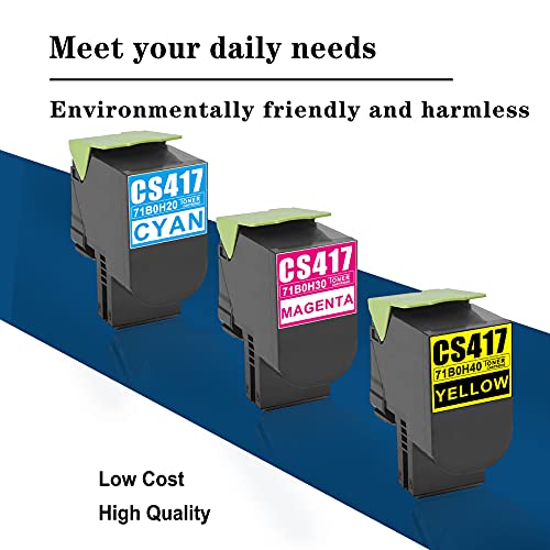 3 Pack(C/M/Y) 71B0H20 71B0H30 71B0H40 Toner Cartridge Replacement for Lexmark CS417 CS417dn CX417de CS517de CX517de Printer Toner.