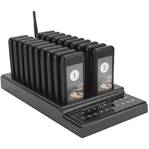 BRANBREIS Restaurant Buzzer Pager System, Wireless 20-Channel Pager with Charging Indicator