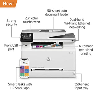 HP Laserjet Pro MFP M283fdwE All-in-One Wireless Color Laser Printer - Print Scan Copy Fax - 2.7" Touchscreen Display, 22 ppm, 600 x 600 dpi, 8.5 x 14, 50-Sheet ADF, Auto Duplex Printing, Ethernet