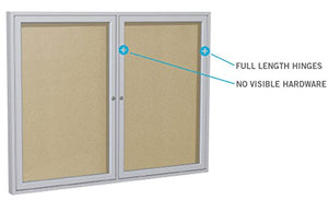 Ghent 4"x6"  3-Door Outdoor Enclosed Vinyl Bulletin Board, Shatter Resistant, with Lock, Satin Aluminum Frame - Ivory (PA346VX-185), Made in the USA