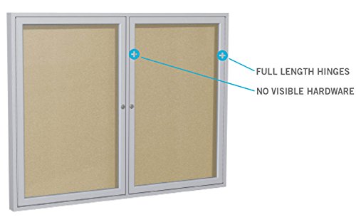 Ghent 36"x48" 2-Door Outdoor Enclosed Vinyl Bulletin Board, Shatter Resistant, with Lock, Satin Aluminum Frame - Ebony (PA23648VX-183 ), Made in the USA