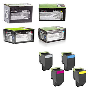Lexmark 24B6011 24B6008 24B6009 24B6010 XC2130 XC2132 Toner Cartridge Set (Black Cyan Magenta Yellow, 4-Pack) in Retail Packaging