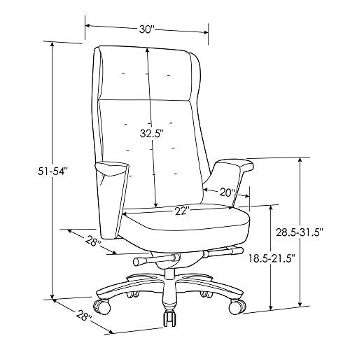 Rockefeller Genuine Leather Aluminum Base High Back Executive Chair - Dark Brown