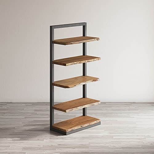 Jofran Inc. Acacia Hardwood Live Edge Bookcase, 5 Shelf, 35''Wx14''Dx71''H, Natural Finish
