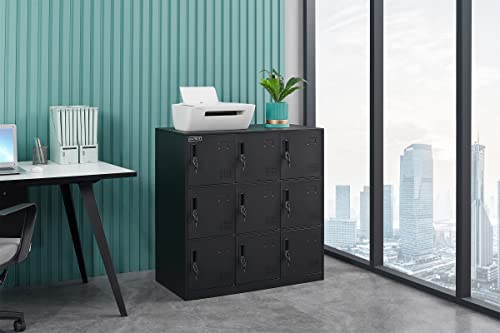 MAYROY 9 Door Locker Metal Storage Cabinet with Lock - Full Black