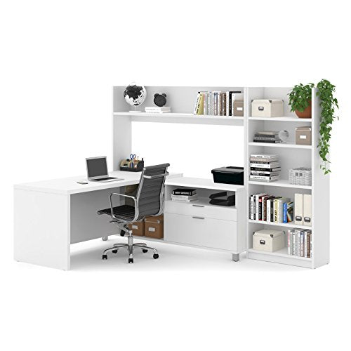 Bestar Pro-Linea L-Desk with Bookcase