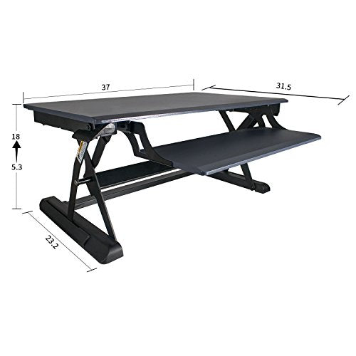 Heyesk Height Adjustable Standing Desk Converter Riser-Portable Desktop 37" Stand Up Workstation(Grey)