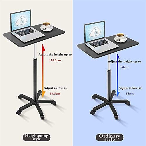 SOSSEG Podium Height Adjustable Mobile Laptop Stand Desk Rolling Cart