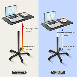 None Machinery Parts Mobile Height Adjustable Laptop Stand Desk Rolling Cart -L (Color: Heighten)