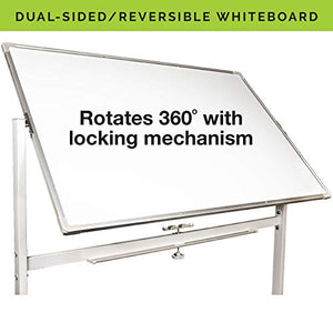 Reversable Whiteboard on Wheels - 48"x32" (with Rocketbook Rocket Beacons)
