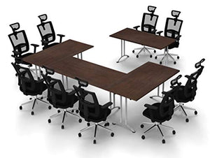TeamWORK Tables 9 Person Conference Meeting Seminar Tables & Chairs Set - Model 5437 - 13 Piece BIFMA Commercial Adjustable Manager Chairs - Black Chairs/Java Tables