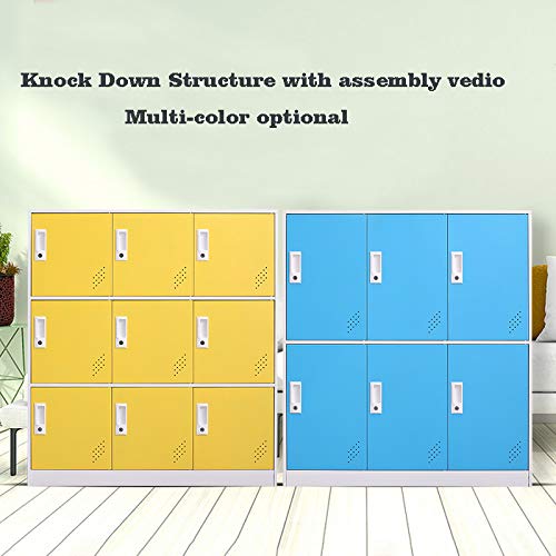 Living Room Organizers and Storage Small Metal Storage Cabinet with Lock for Toy and Cloth and self Belonging Storage (Yellow, 9D)