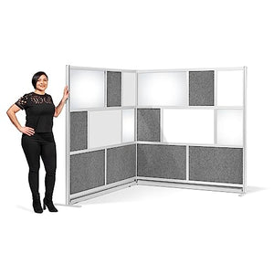S Stand Up Desk Store Workflow Modular Wall Bundle | Rearrangeable Office Partition System with Whiteboard, Acrylic & Sound Absorbent Panels | (2) 70in x 70in Walls