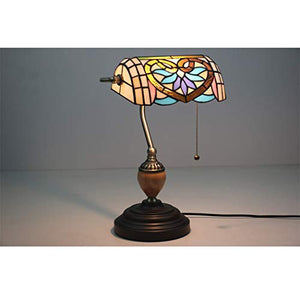 MaGiLL Tiffany Style Retro Banker Desk Lamp with Metal Base
