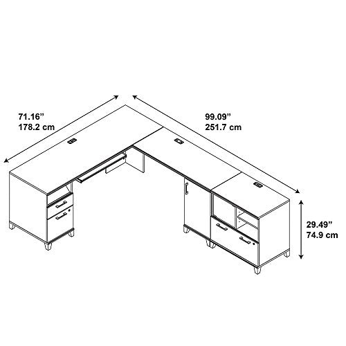 Achieve L Shaped Desk with Printer Stand File Cabinet