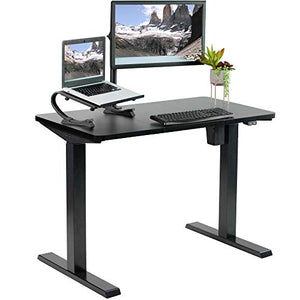VIVO Electric 43 x 24 inch Stand Up Desk, 3 Section Table Top with Frame, Height Adjustable Standing Workstation with Simple Controller, Black, DESK-EP43TB