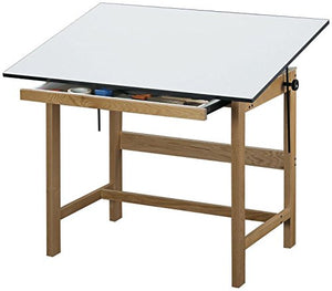 Alvin WTB48 Titan Solid Oak Drafting Table Natural Finish 36 inches x 48 inches x 37 inches