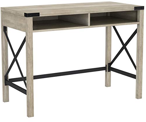 Walker Edison Rustic Modern Farmhouse Metal and Wood Laptop Computer Writing Desk Home Office Workstation - White Oak