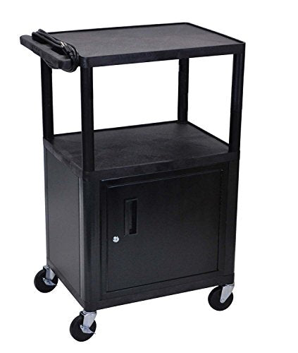 Luxor 42"H AV Cart with 3 Shelves Cabinet Electric (LP42CE-B)