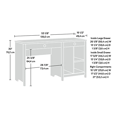 Sauder Home Office Computer Desk, Denim Oak Finish, L: 53.15" x W: 19.45" x H: 30.0