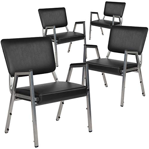 EMMA + OLIVER Black Antimicrobial Bariatric Reception Chair (4 Pack)