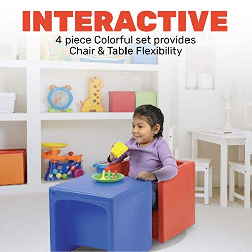 Constructive Playthings-MT-1156 Kids Multi-Use Cube Chair, Multicolor (Set of 4)