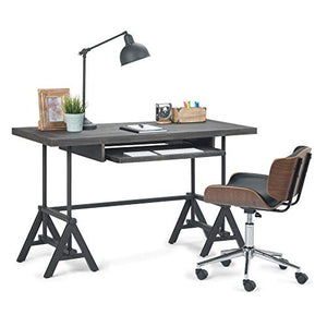 Simpli Home Sklar SOLID MANGO WOOD and Metal Modern Industrial 52 inch Wide Home Office Desk, Writing Table, Workstation, Study Table Furniture in Distressed Dark Brown