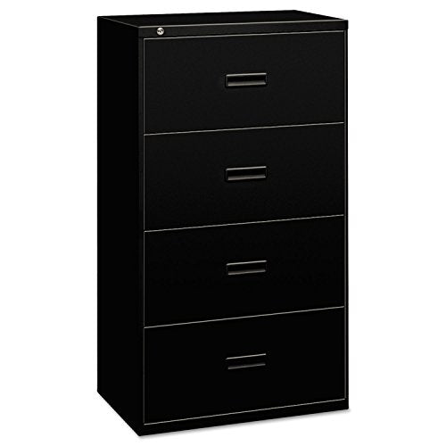 Basyx 484LP 400 Series Four-Drawer Lateral File, 36w x 19-1/4d x 53-1/4h, Black