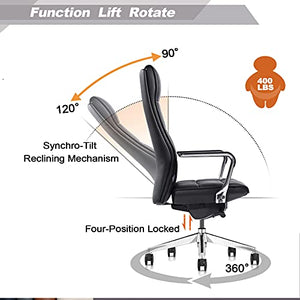 FURIJING Genuine Leather High Back Executive Chair with Synchro-Tilt Mechanism